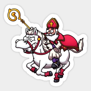 Sint Nicolaas On Horse Sticker